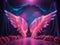 Amazing Neon Angel Wings Backdrop Beautiful Photography Template Design - ai generated