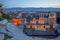 Amazing Night Panorama of city of Plovdiv and Ancient Roman theatre