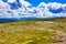 Amazing Norway landscape boulders and lake summit top of mountain