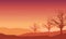 Amazing orange sky color at dusk with beautiful natural scenery in the evening. Vector illustration