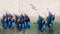 Amazing overhead aerial view of Long Tail Boats on a Thailand Beach Shoreline