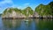 Amazing Panorama Boat Sails on Quite Bay on Sunny Morning