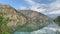 Amazing panorama of the summer seascape. View of the beautiful lake of Sary Chelek. The State Biosphere Reserve