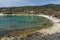 Amazing Panorama to village and beach of Aliki,Thassos island, Greece