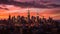 Amazing panorama view of New York city skyline and skyscraper at sunset. Beautiful night view in Midtown Manhatton, generative ai