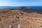 Amazing panorama of volcano in Nea Kameni island near Santorini, Greece