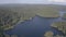 Amazing panoramic aerial view from drone at mountain dam