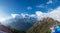 Amazing panoramic landscape photo of beautiful Himalaya mountains covered with snow at Mardi Himal trekking area