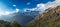 Amazing panoramic landscape view of beautiful Himalaya mountains covered with snow at Mardi Himal trekking area