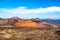 Amazing panoramic landscape of volcano craters in Timanfaya national park. Popular touristic attraction in Lanzarote island,