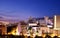 Amazing panoramic night view or landscape of the city of Medellin in Colombia, with skybuildings and parks