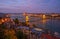 Amazing panoramic view of Budapest citylights from Castle Hill with Danube river, Chain Bridge and Parliament, Hungary