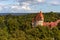 Amazing panoramic view of the city wall and towers Old Town of Tallin, Estonia