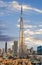 Amazing panoramic view on Dubai futuristic skyline, United Arab Emirates