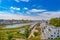 Amazing panoramic view of Phoenix Lake in Dortmund, Germany