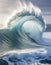 Amazing perfect wave. A perfect big barrel wave breaking ocean. blue surfing wave.