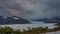 The amazing Perito Moreno glacier is visible between the mountains