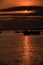 Amazing Picture Boat Silhouettes Rest in Ocean Bay in Darkness