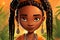 Amazing Portrait of a black girl with beautiful hairs Ai generated illustration black beauty