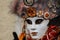 Amazing portrait with venetian mask and beautiful eyes during venice carnival