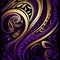 Amazing purple, gold and black maori pattern