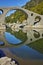 Amazing Reflection of Devil\'s Bridge in Arda river, Bulgaria