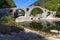 Amazing Reflection of Devil`s Bridge in Arda river and Rhodopes mountain, Bulgaria