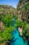 Amazing river landscape from Koprulu Canyon in Manavgat, Antalya, Turkey. Rafting tourism. Koprucay