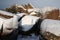 Amazing rocks covered with snow.