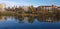 Amazing Romania  - Cityscape  reflection  by day in Timis river