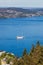 Amazing sail boat on open sea near the Bergen in Norway