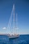 Amazing sailboat near the island of hydra in the mediterranean sea