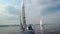 Amazing sailing yacht floating in sea, regatta, sport, hobby