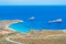 Amazing sandy beach of Xerokampos, Sitia with turquoise waters at the East part of Crete island, Greece