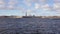 Amazing scenery of beautiful Neva river and famous Peter and Paul fortress