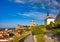 Amazing scenery of Esztergom, Hungary at sunny autumn day