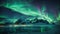 Amazing scenery of green aurora borealis shining in the night