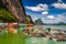 Amazing scenery of the Koh Panyee settlement built on stilts at Phang Nga Bay, Thailand