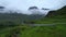 Amazing scenery and typical landscape in Austria - the Austrian Alps from above on a rainy day