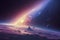 Amazing sci-fi background - supernatural extraterrestrial life form in deep outer space, another world. Created with Generative AI