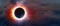 Amazing scientific background - total solar eclipse in dark red glowing sky, mysterious natural phenomenon when Moon passes