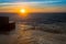 Amazing Sea sunset at the stone pier in calm weather. Nature.