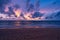 Amazing seascape with sunset clouds over the sea with dramatic sky sunset or sunrise Beautiful nature minimalist background and