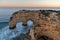 Amazing seascape at sunset at Marinha Beach in the Algarve, Portugal. Landscape with strong colors of one of the main holiday dest