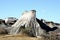 An amazing shaped rock in the Dinosaur Park is a Lifeless Wasteland near Calgary, Canada