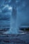 Amazing shot of erupting strokkur geyser, located in a geothermal area beside the Hvita River