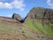 Amazing shot of a rocky hilly landscape near the sea in Madeira, Portugal