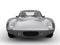 Amazing silver vintage race car - front closeup shot