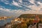 Amazing sky with picturesque clouds over Danube river and Buda hills in the central area of Budapest, Hungary