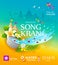 Amazing Songkran festival travel thailand colorful poster design background